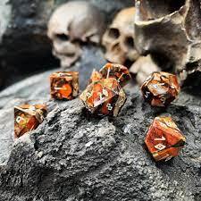 Bronzite Orange Imperial Jasper - 7 Piece RPG Set TruStone Dice